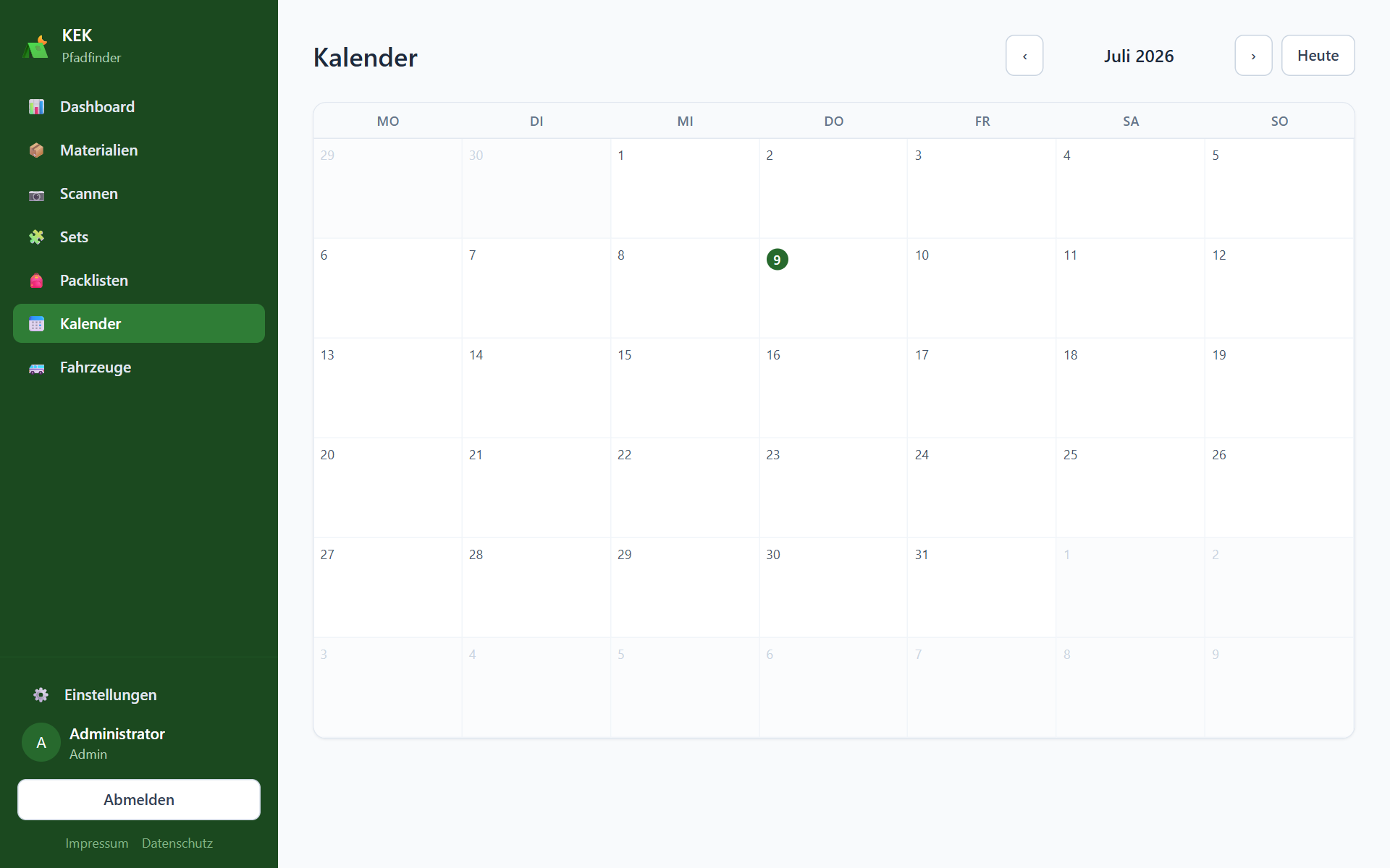 Kalender mit Terminkonflikten